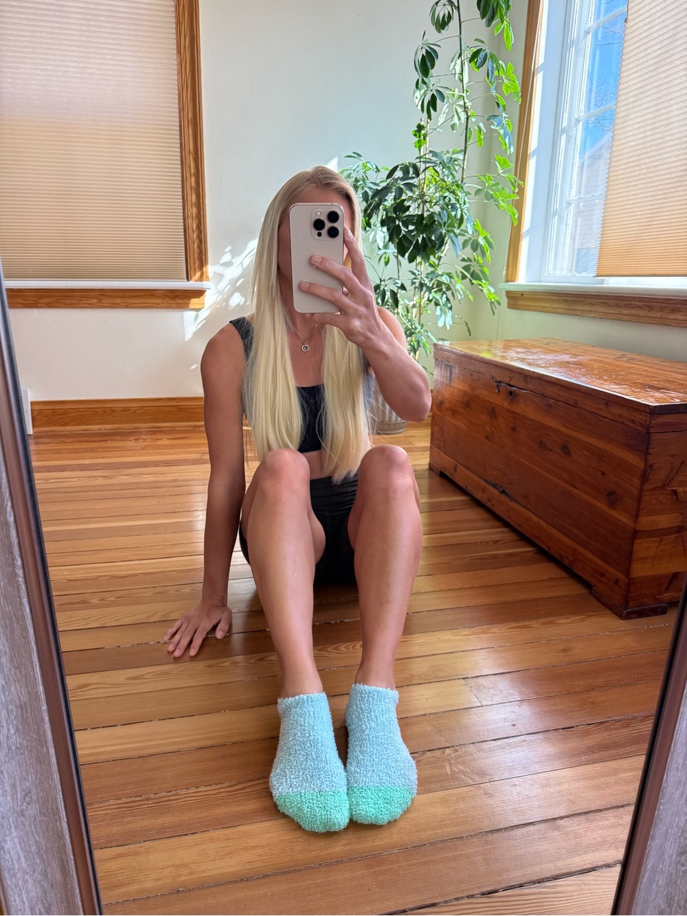 Fuzzy blue socks